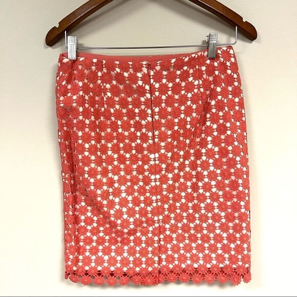 Talbots peach lace flower overlay pencil skirt. 2P - Picture 5 of 7